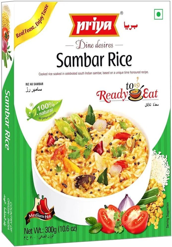 Priya Ready To Eat Sambar Rice 300g (Pack of 2) I Total 600gm