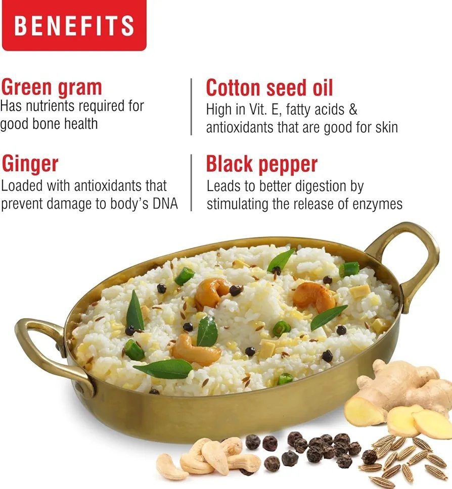 Priya Authentic Ready to Eat Pongal (Hot) - 300g (Pack of 2) -I Total 600gm I