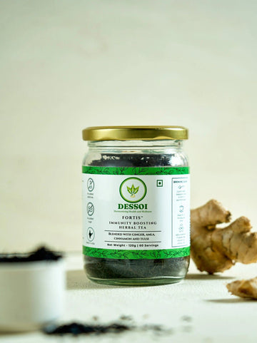 Dessoi Naturals Fortis Herbal Tea for Boosting Immunity | With Amla, Ginger, Tulsi &amp; Cinnamon