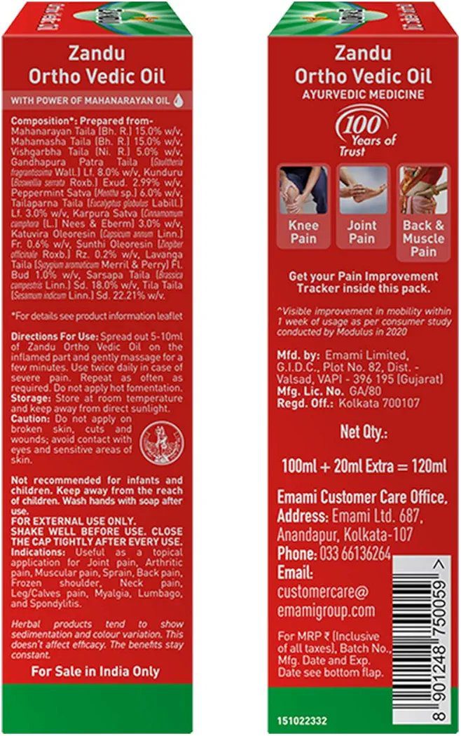 Zandu Ortho Vedic Oil - 120ml