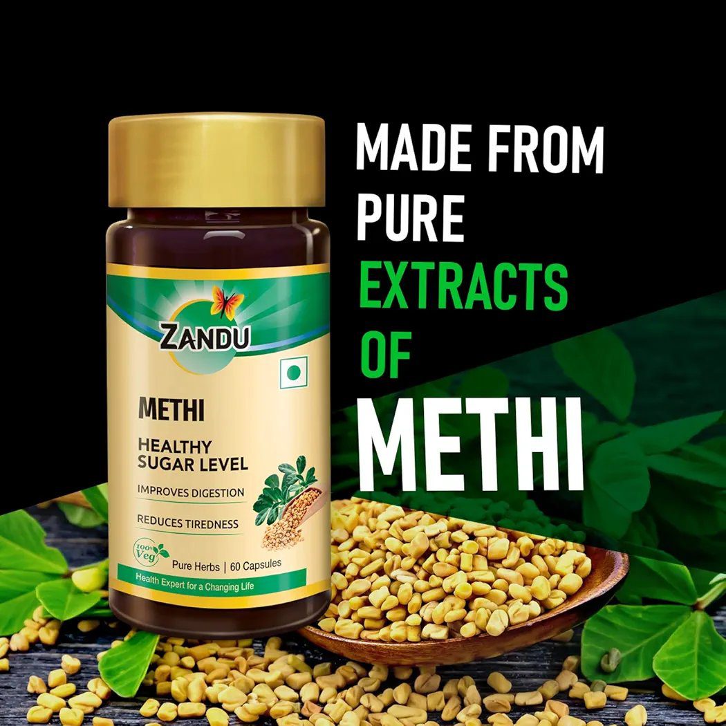 Zandu Methi Capsules (Fenugreek) - (60 Veg Capsules)
