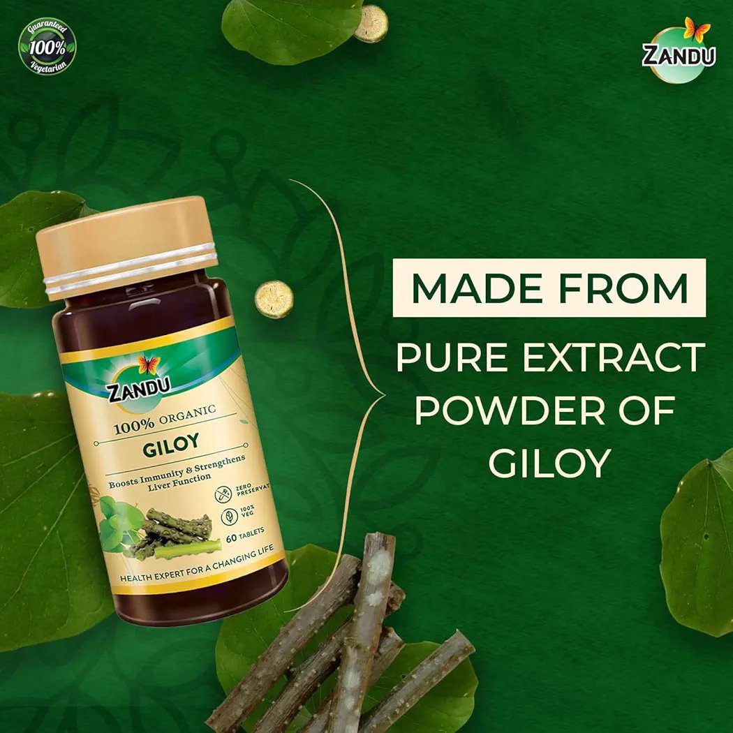 Zandu Giloy Tablets with 100% Pure Giloy Extract  (60 Tabs)