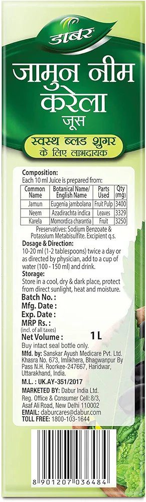 Dabur Jamun Neem Karela Juice - 1L