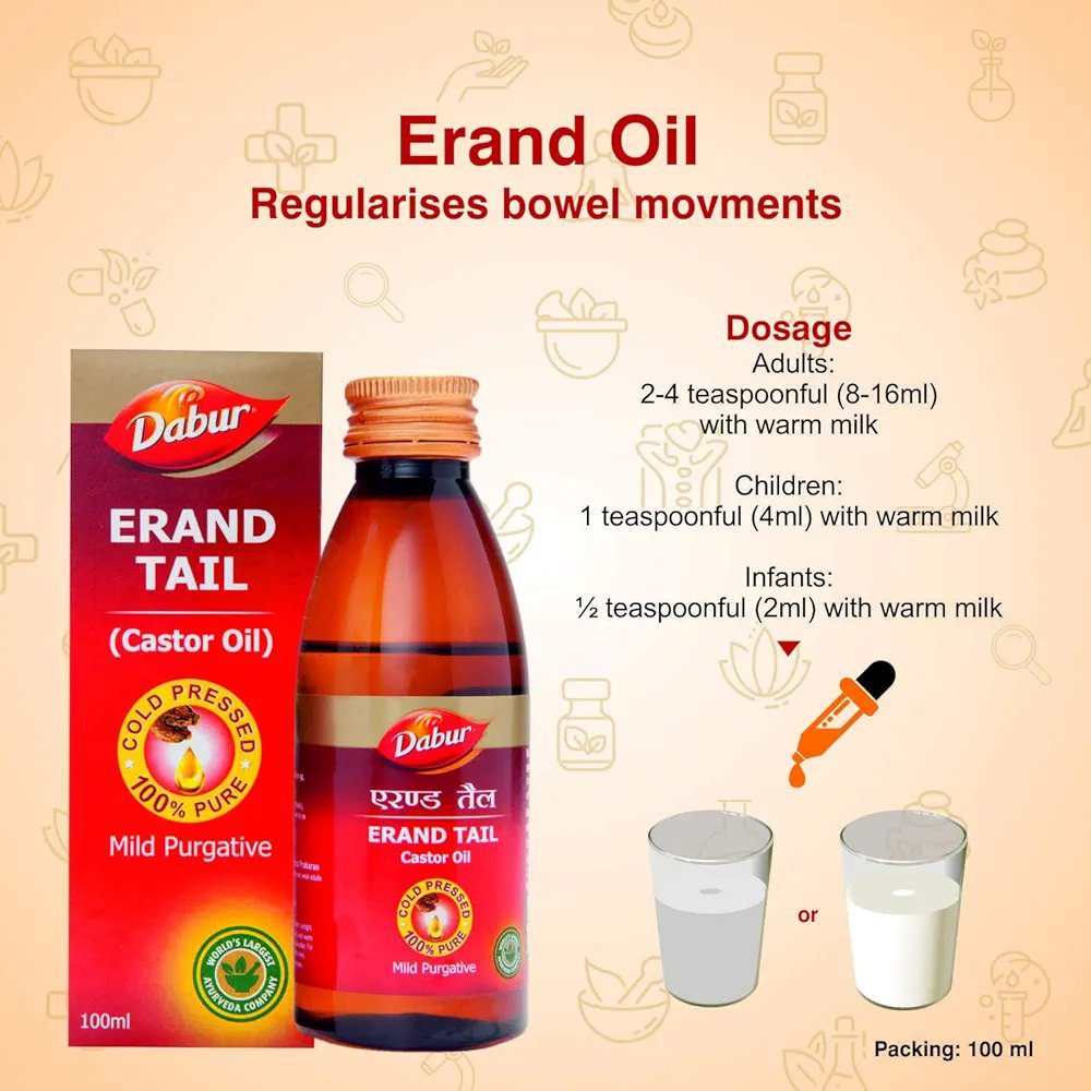 Dabur Erand Tail Pure Cold Pressed Castor Oil - 100 Ml