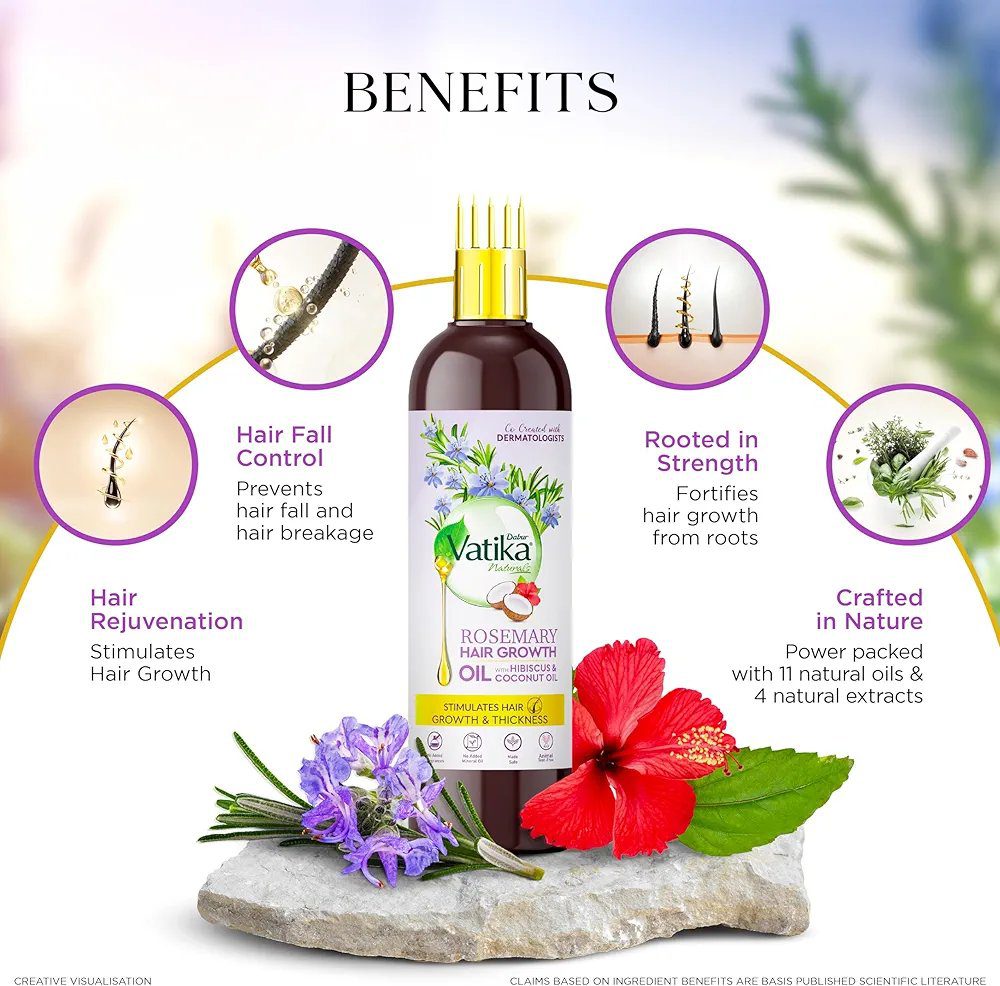 Dabur Vatika Rosemary Hair Growth Oil with Hibiscus &amp; Coconut Oil - 200ml