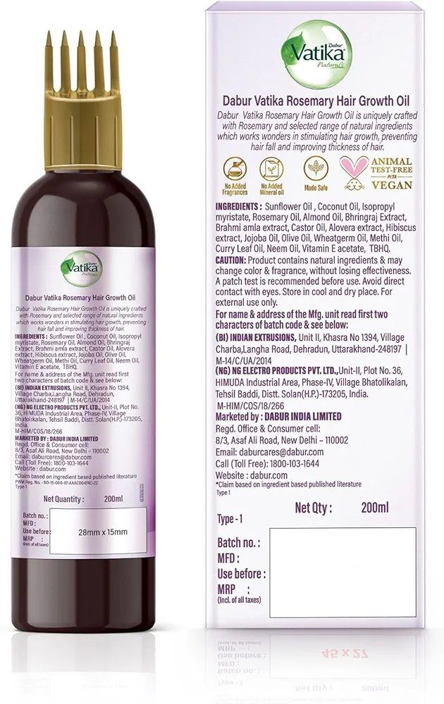 Dabur Vatika Rosemary Hair Growth Oil with Hibiscus &amp; Coconut Oil - 200ml