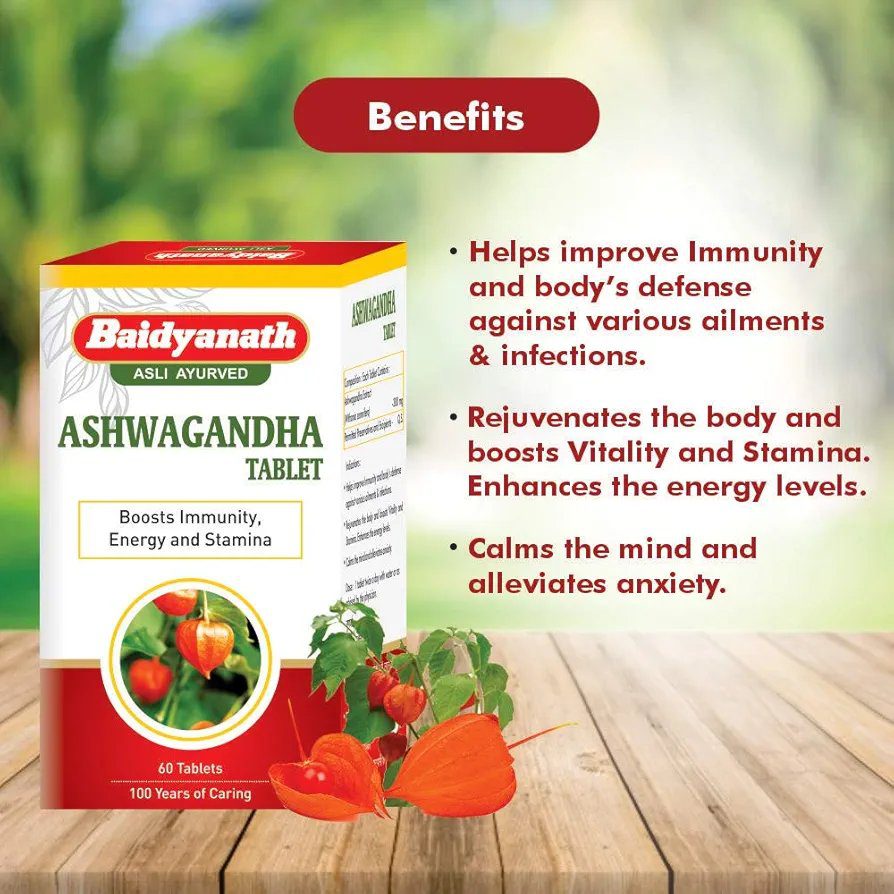 Baidyanath Asli Ayurved Ashwagandha - 60 Tablets (Pack Of 2)