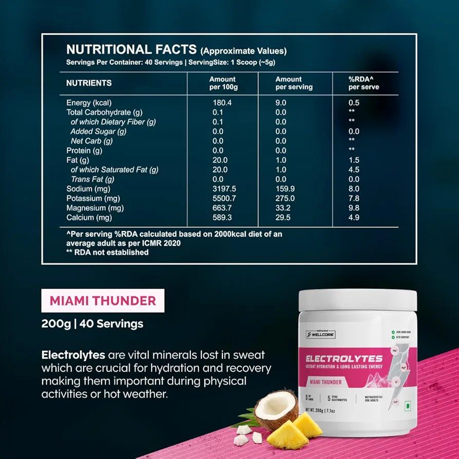 Wellcore - Electrolytes (Miami Thunder,200 G)