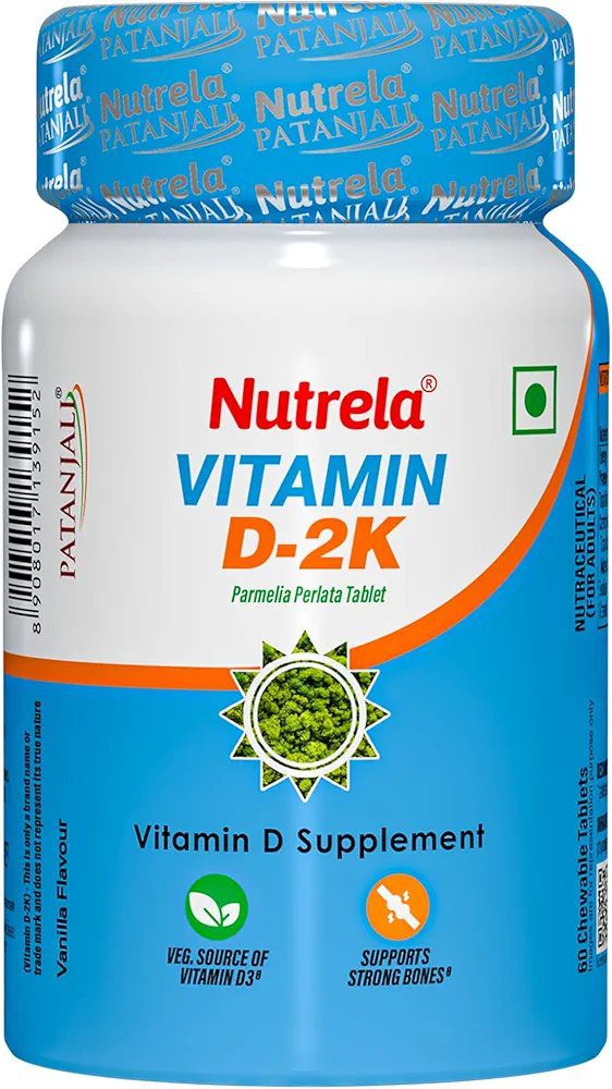 NUTRELA PATANJALI VIT D2K NATURAL TAB- VANILLA, Pack of 60 tabs