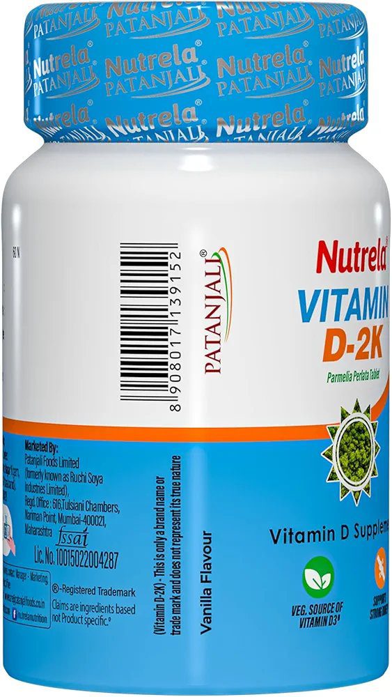 NUTRELA PATANJALI VIT D2K NATURAL TAB- VANILLA, Pack of 60 tabs