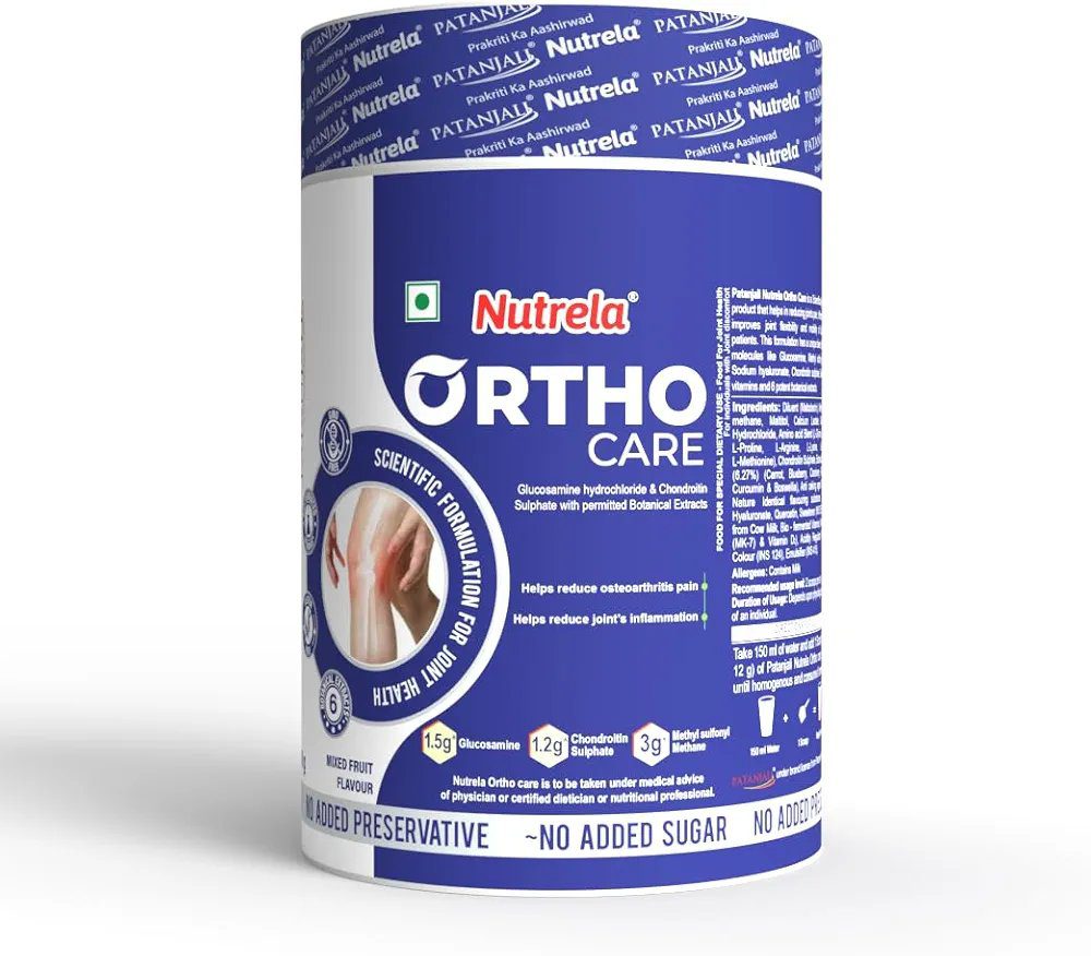 Nutrela Patanjali Ortho Powder for Joint,body &amp; Muscle Pain Releif - 300 grams (Mixed Fruit Flavour)
