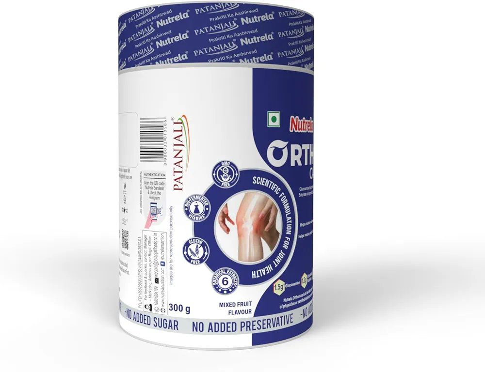 Nutrela Patanjali Ortho Powder for Joint,body &amp; Muscle Pain Releif - 300 grams (Mixed Fruit Flavour)