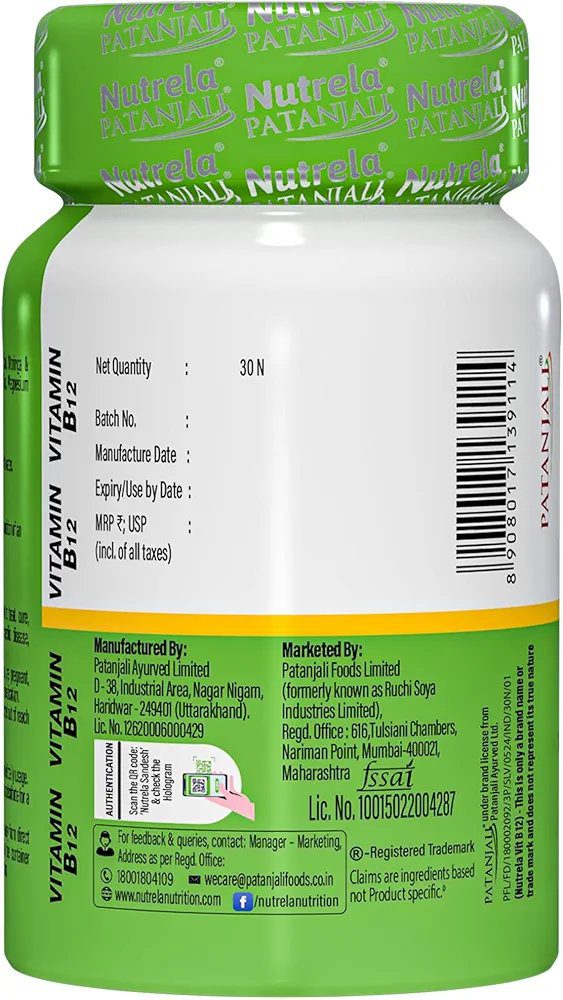Nutrela Vitamin B12 Supplement- 30 Veg Capsules
