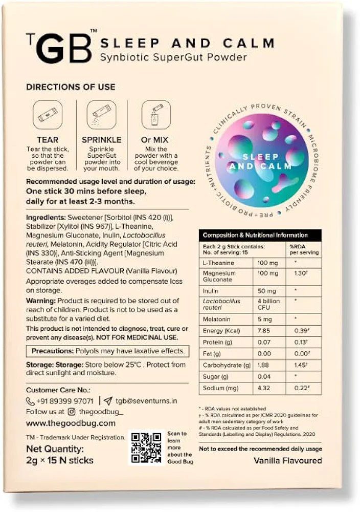The Good Bug Sleep and Calm SuperGut Powder| 15 days pack