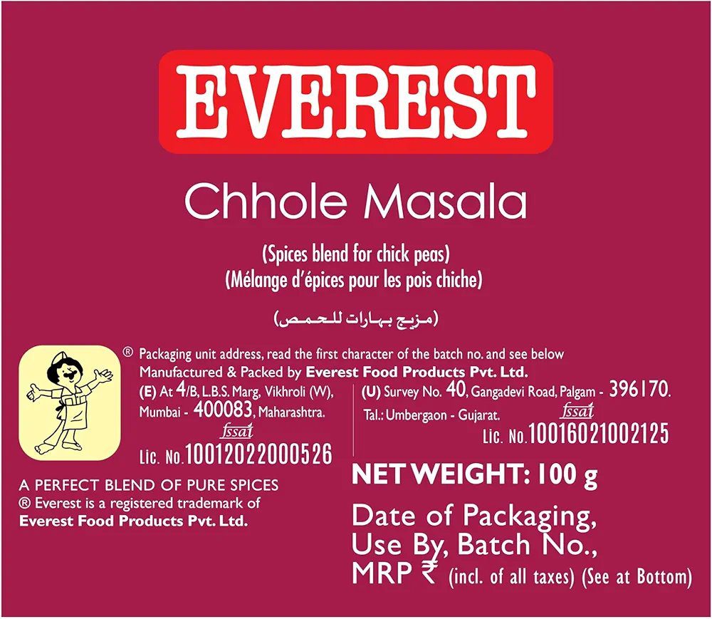 Everest Masala Powder, Chhole, 100g