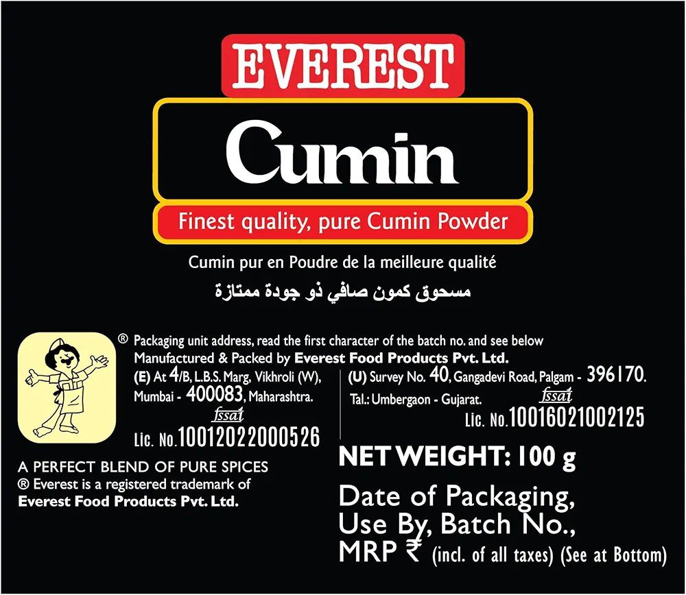 Everest Cumin Powder, Carton, 100 Gram