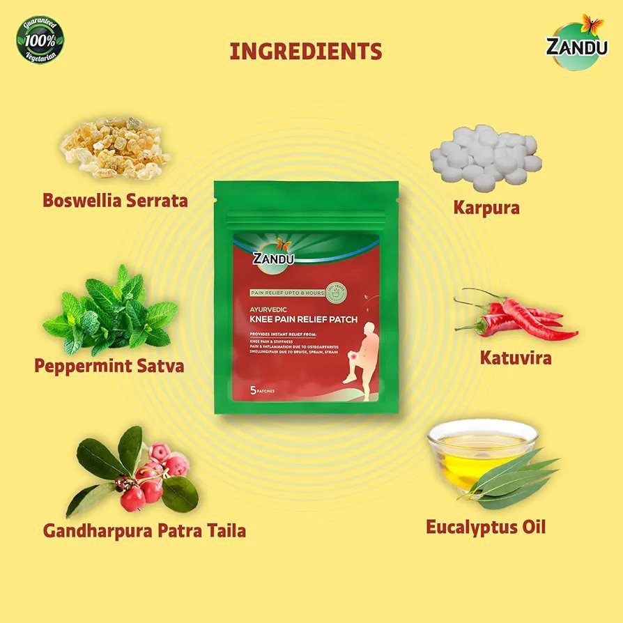 Zandu Ayurvedic Knee Pain Relief Patch (Pack of 5 Patches)