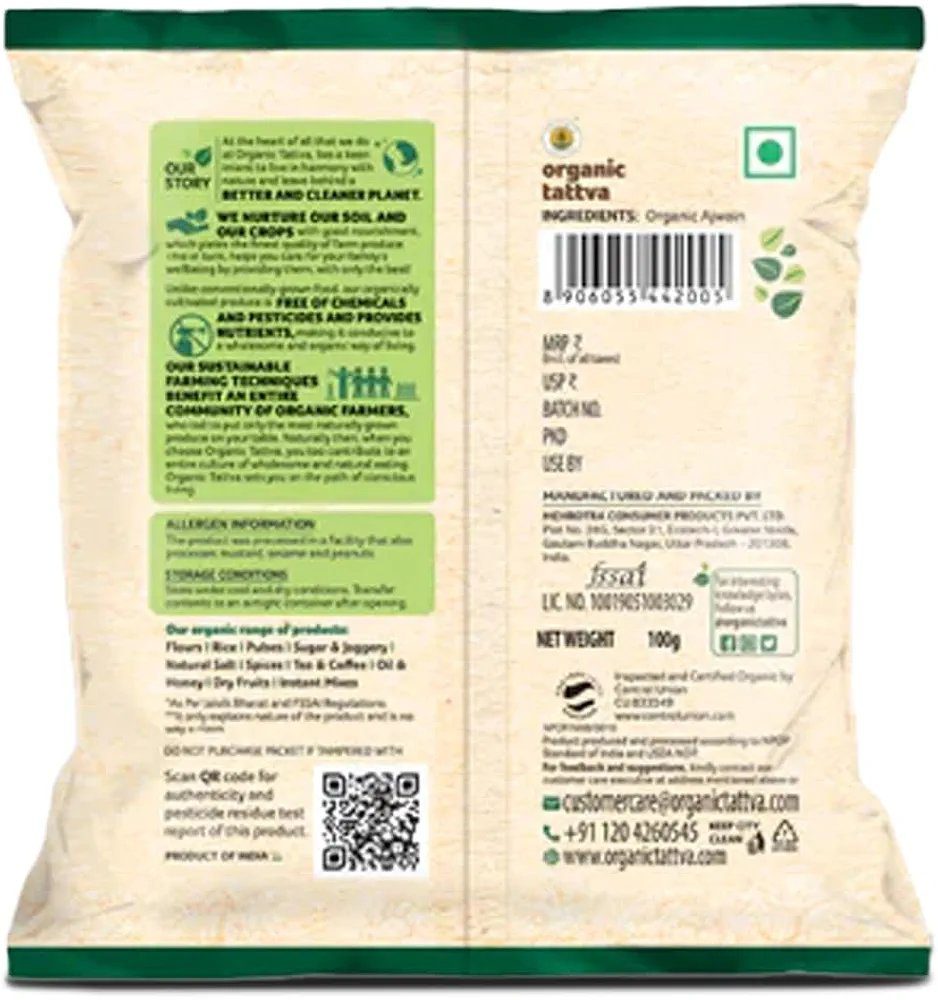 Organic Tattva, Organic Gluten Free Ajwain Whole - 100 Gram
