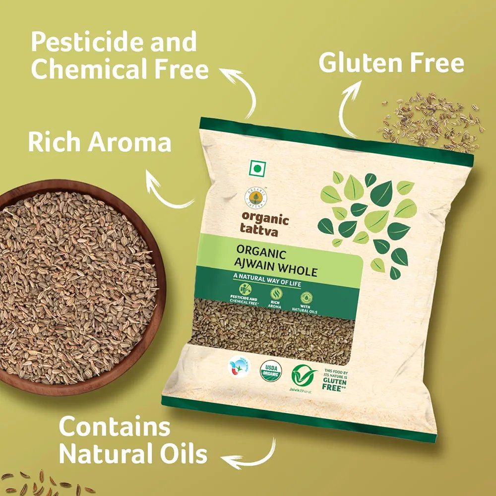 Organic Tattva, Organic Gluten Free Ajwain Whole - 100 Gram