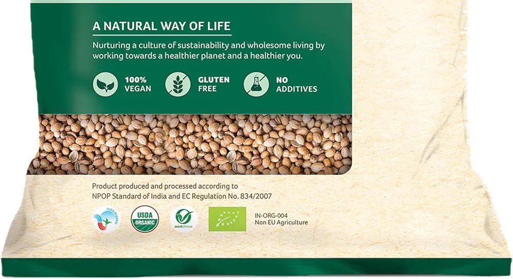 Organic Tattva Coriander Whole, 100g Pouch