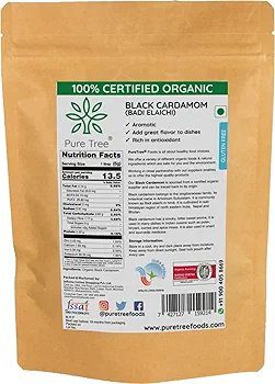 Pure Tree Certified Organic Black Cardamom Whole | 100 g |