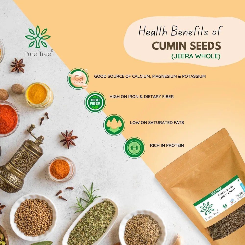 Pure Tree Certified Organic Jeera Seeds | 250 Gm|