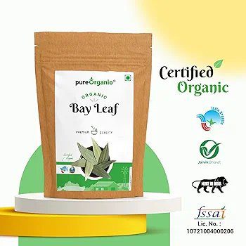 Pure Organio Organic Bay Leaf Whole Tej Patta Dried bay leaves Indian Spices (100 Gm)