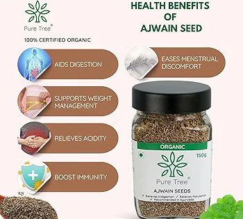 Pure Tree Certified Organic Carom Seeds|150 Gram|
