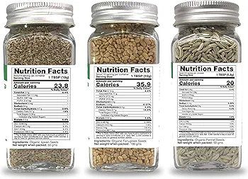 Pure Tree Certified Organic Ajwain 60g, Methi Seeds 100g, Saunf 50g |