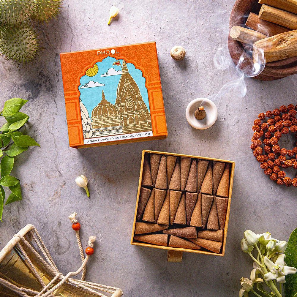 Phool Kashi Vishwanath Pooja dhoop Cone - Sandalwood