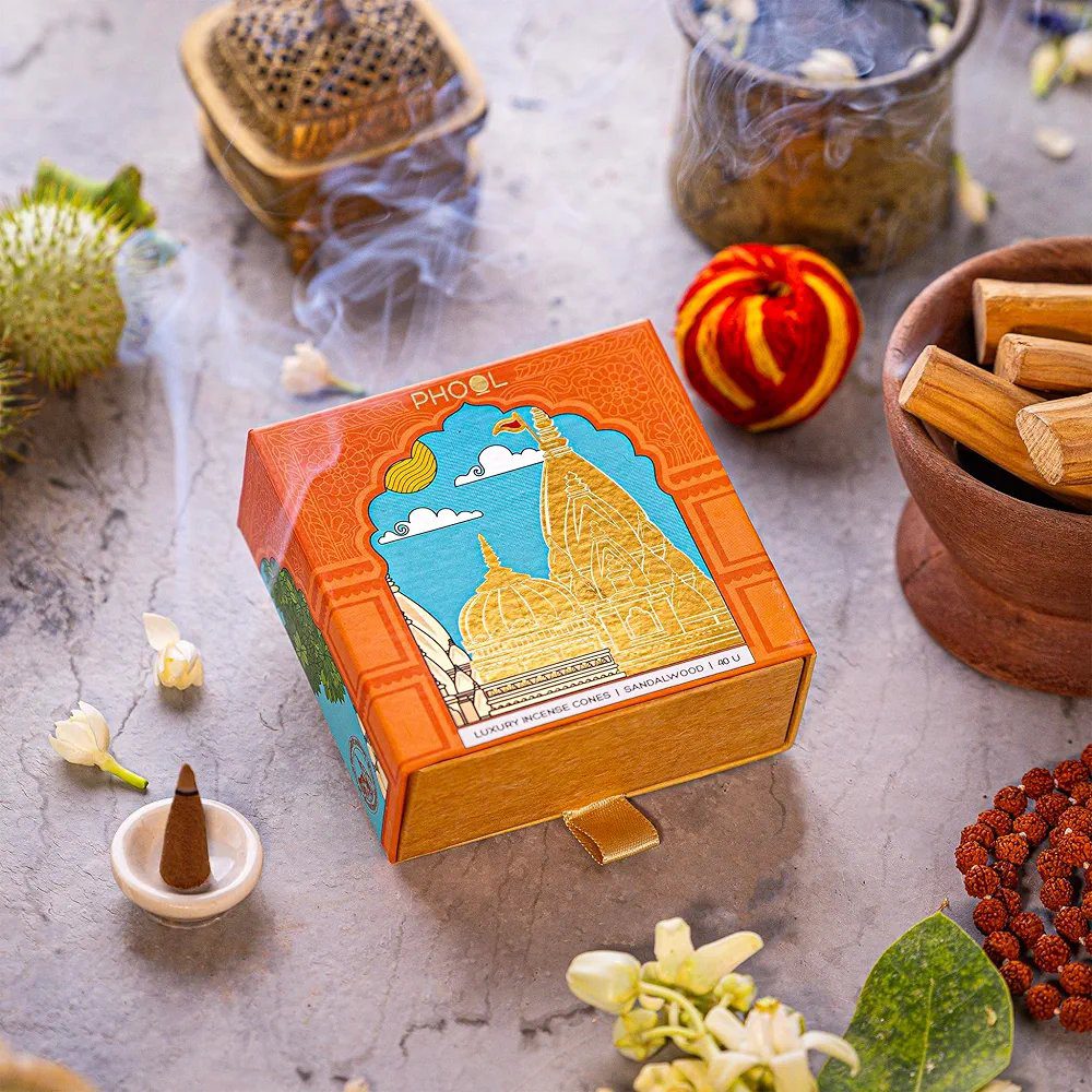 Phool Kashi Vishwanath Pooja dhoop Cone - Sandalwood
