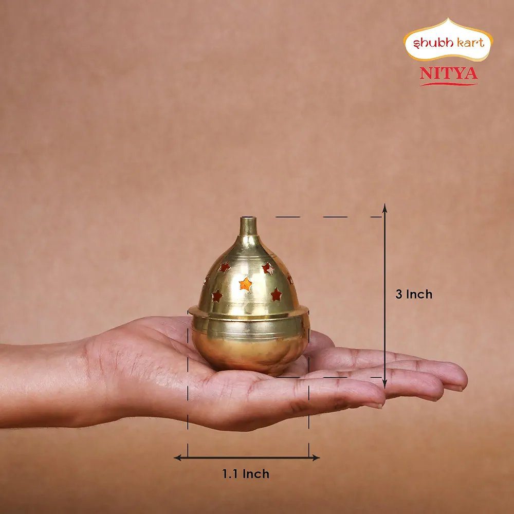 Shubhkart Nitya Kuber Goblet Brass Table Diya (Size 3) Brass Diya Oil Puja Lamp