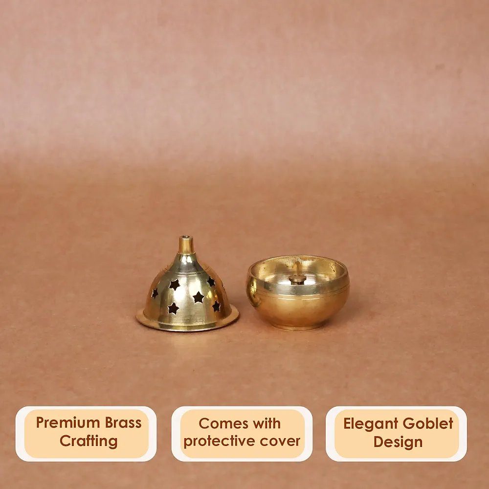 Shubhkart Nitya Kuber Goblet Brass Table Diya (Size 3) Brass Diya Oil Puja Lamp