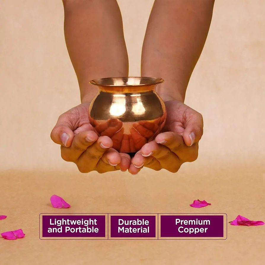 Shubhkart Nitya Copper Kalash for Pooja Worship Temple Home
