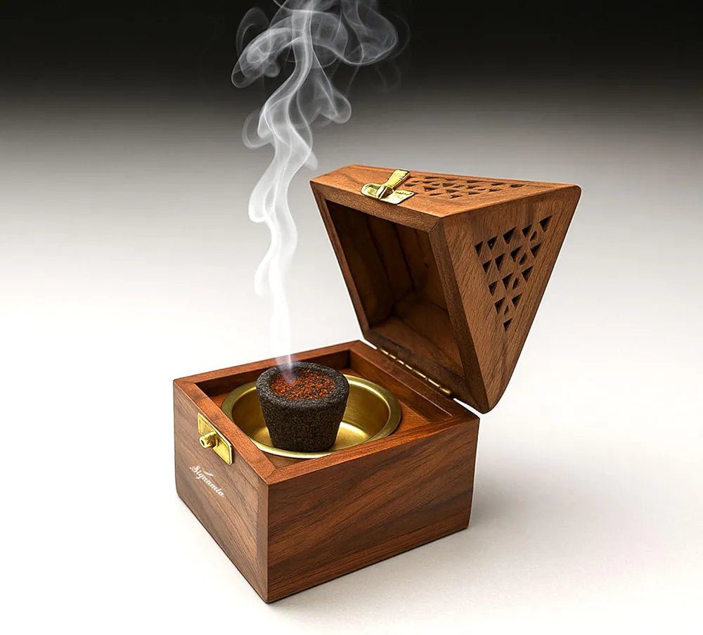 SIGNAMIO® Wooden Sambrani Dhoop Stand Incense Holder
