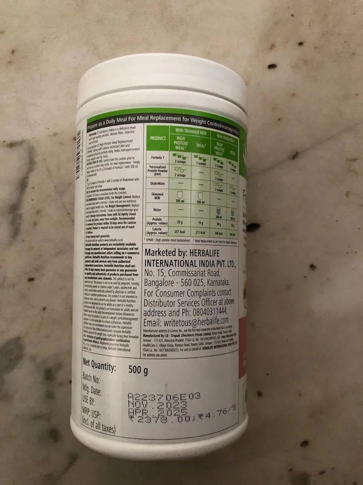 Herbalife Formula 1 Nutritional Shake Mix – Rose Kheer Flavor | 500g | Meal Replacement