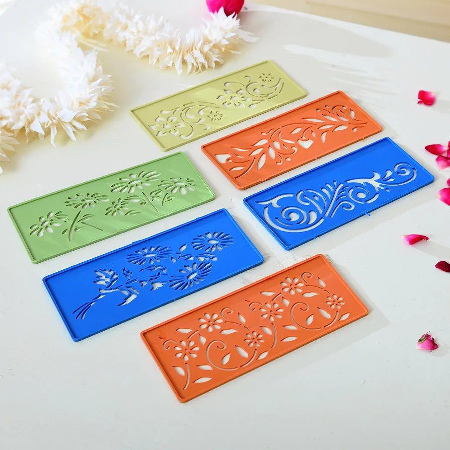 CRAFTAM Different Design Ready to Draw Rangoli Making Stencils