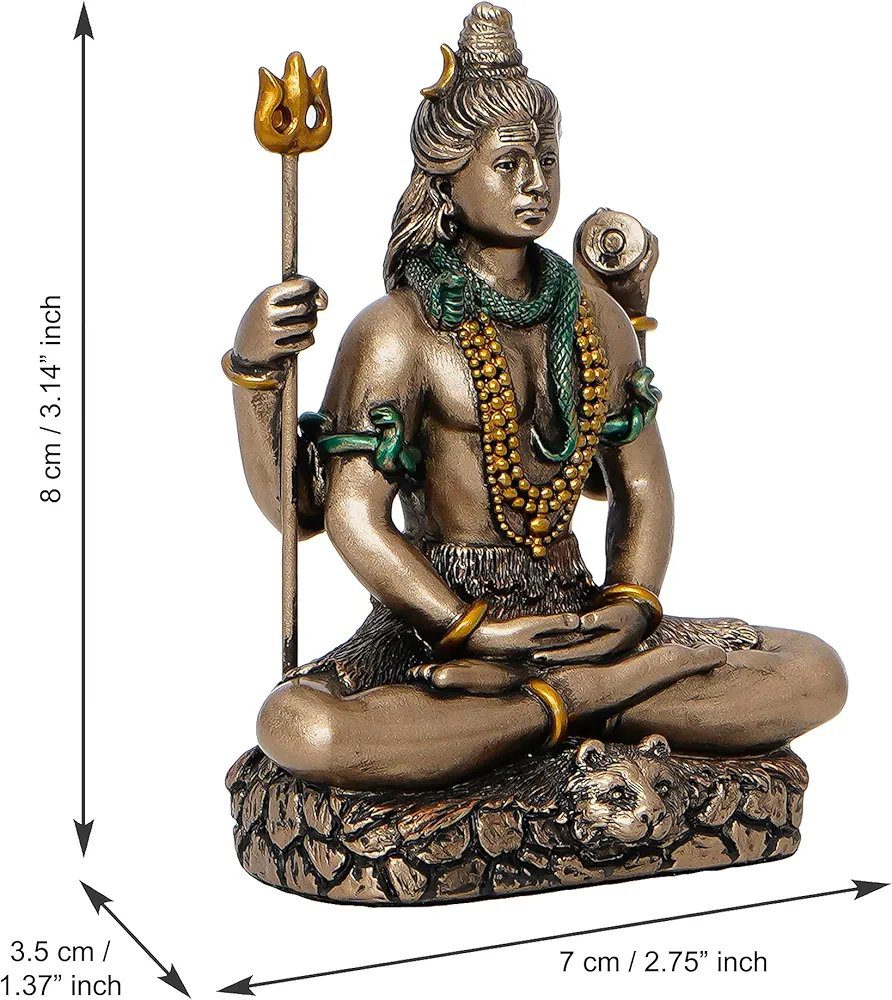 eCraftIndia Brown Resin Meditating Lord Shiva Statue | Lord Shiva Idol for Home Decor Pooja Room Office Car Dashboard |