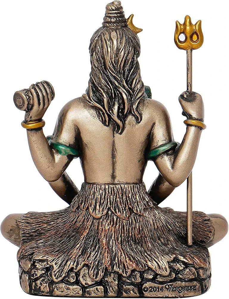 eCraftIndia Brown Resin Meditating Lord Shiva Statue | Lord Shiva Idol for Home Decor Pooja Room Office Car Dashboard |