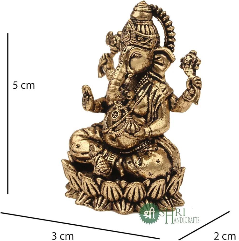 INDICAST Brass 2" Hindu God Statue Ganpati Ganesh Idol