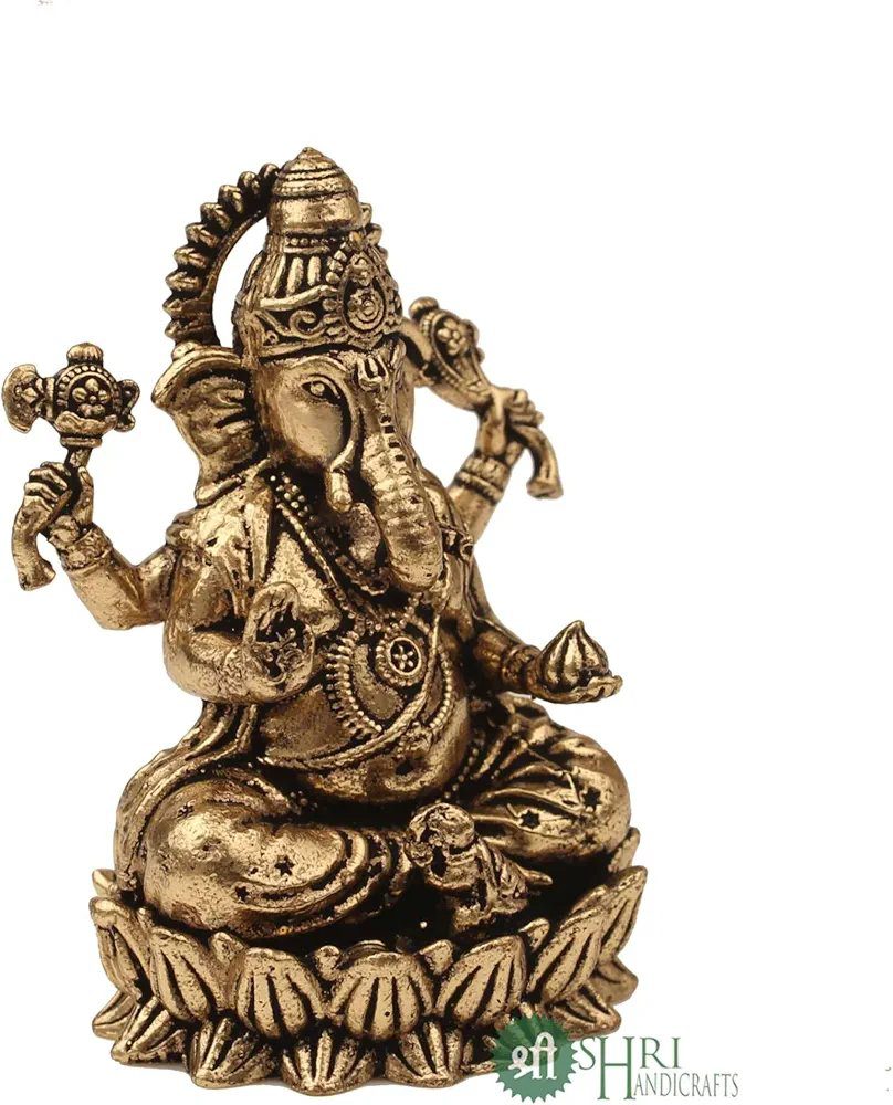 INDICAST Brass 2" Hindu God Statue Ganpati Ganesh Idol