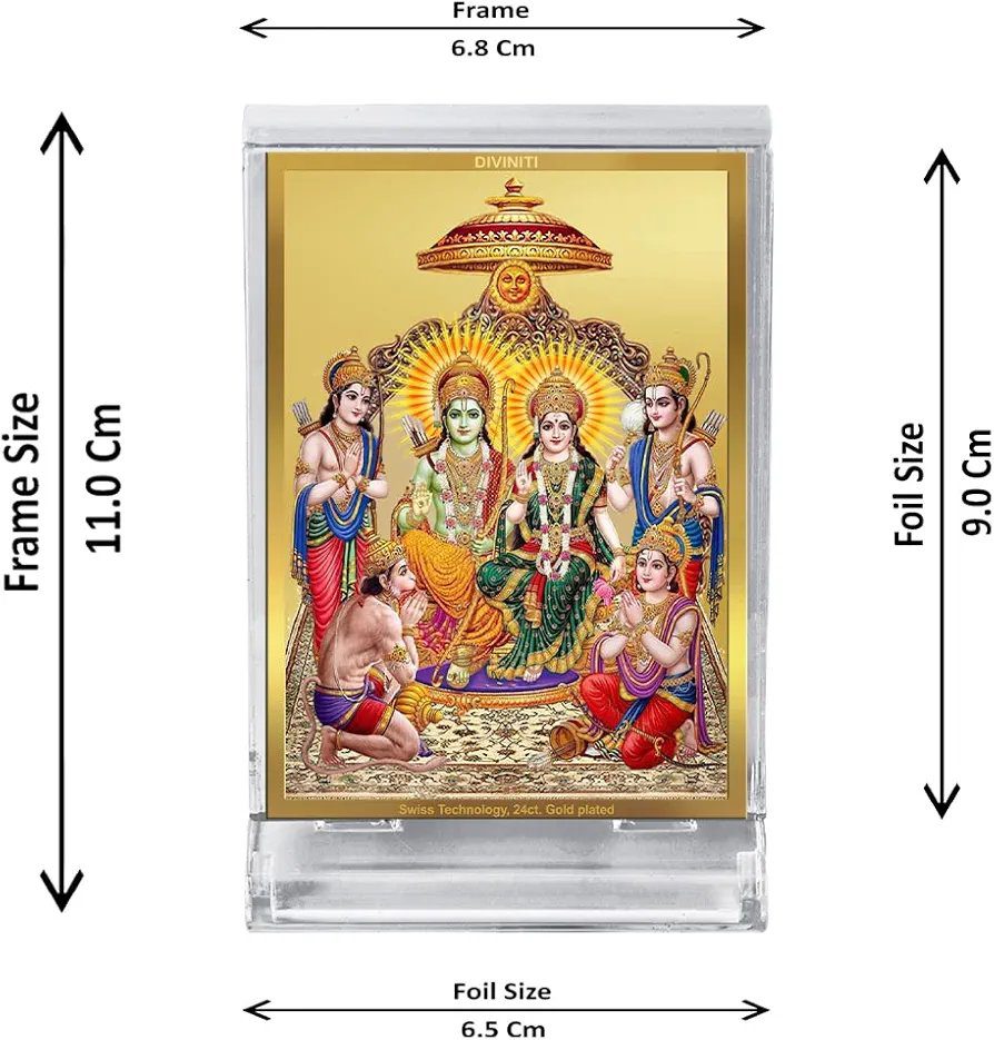 DIVINITI Ram Darbar God Idol Photo Frame for Car Dashboard, Table Décor|