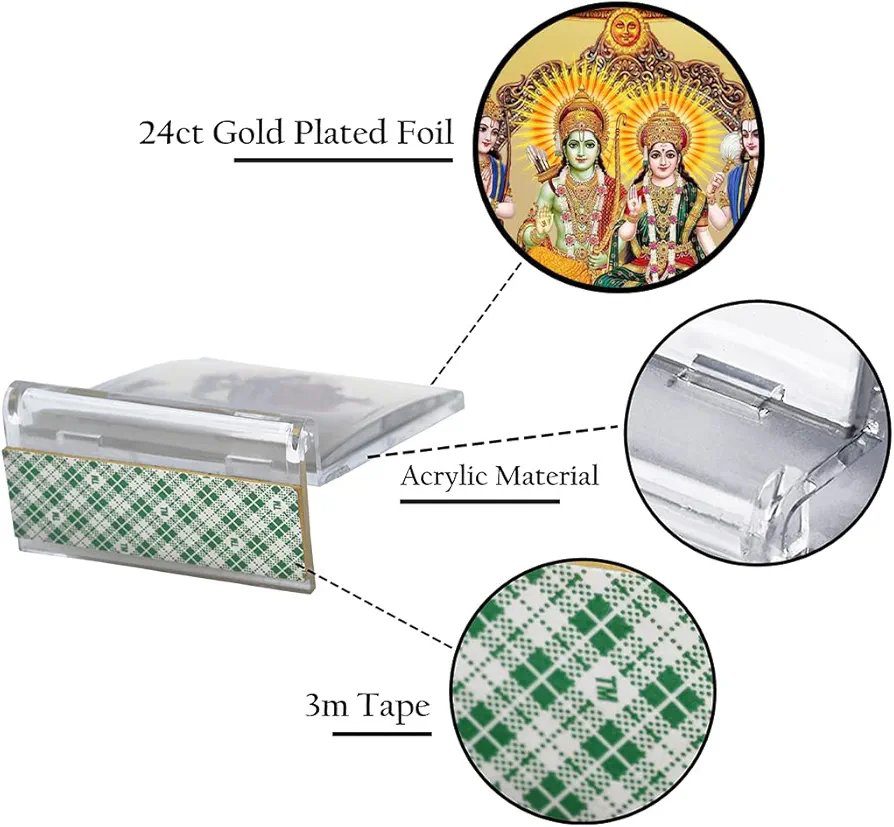 DIVINITI Ram Darbar God Idol Photo Frame for Car Dashboard, Table Décor|
