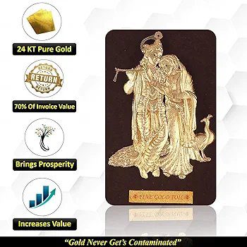 Pk &amp; Pk Jewellers Radhe Krishna 24kt Pure Gold Art Frames Beautiful Artwork Frame For Home Décor |