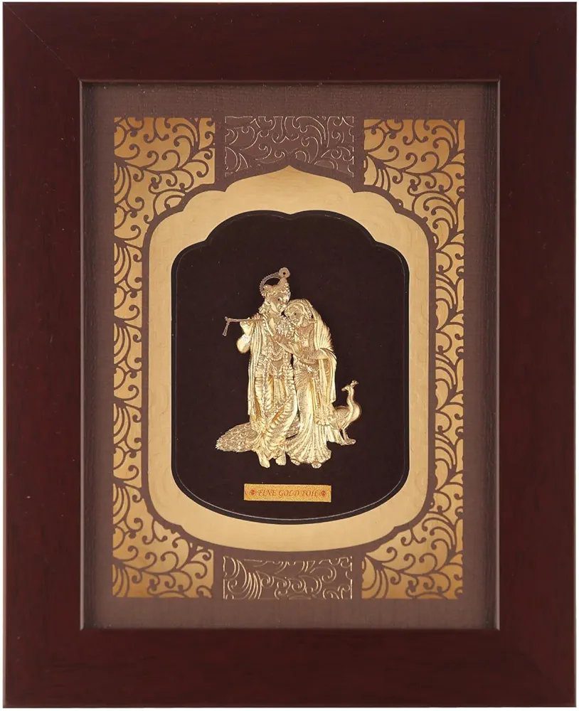 Pk &amp; Pk Jewellers Radhe Krishna 24kt Pure Gold Art Frames Beautiful Artwork Frame For Home Décor |