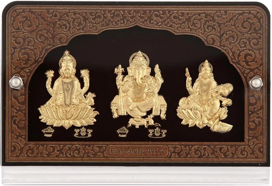 Pk &amp; Pk Jewellers Laxmi Ganesh Saraswati Table Top | 24KT Gold |