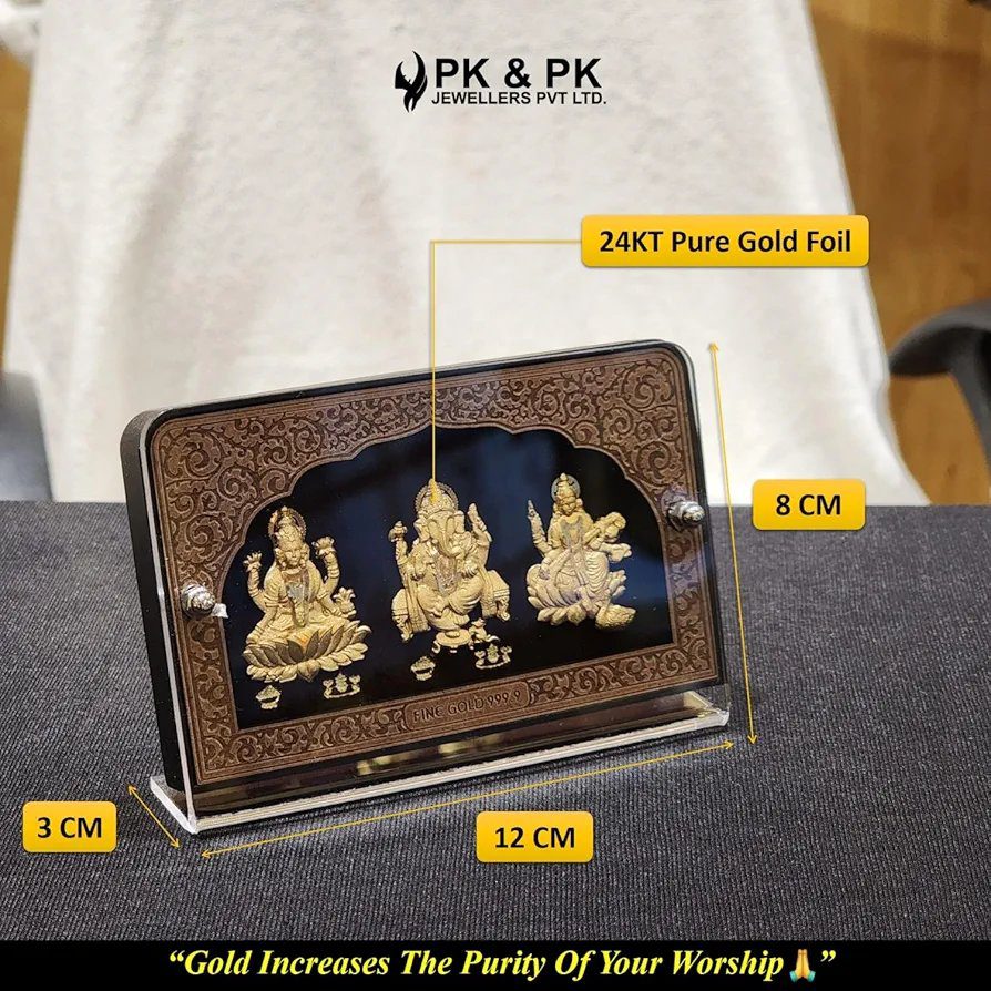 Pk &amp; Pk Jewellers Laxmi Ganesh Saraswati Table Top | 24KT Gold |