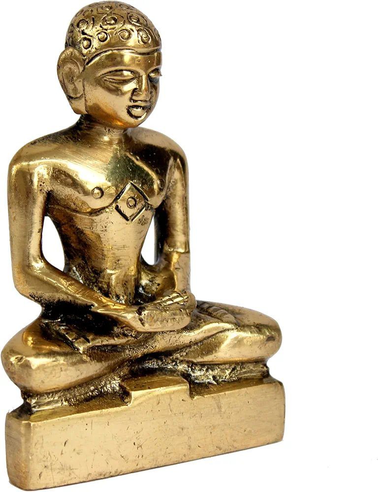 ESPLANADE Mahaveer Jain Mahavir Swami Murti Statue Idol Sculpture - Brass - 4" Inches – Golden |