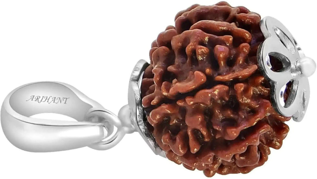 Arihant Gems and Jewels® Certified Natural 7 Mukhi/Faced Nepali Rudraksha Pendant in 925 Silver – Unisex Spiritual Jewelry