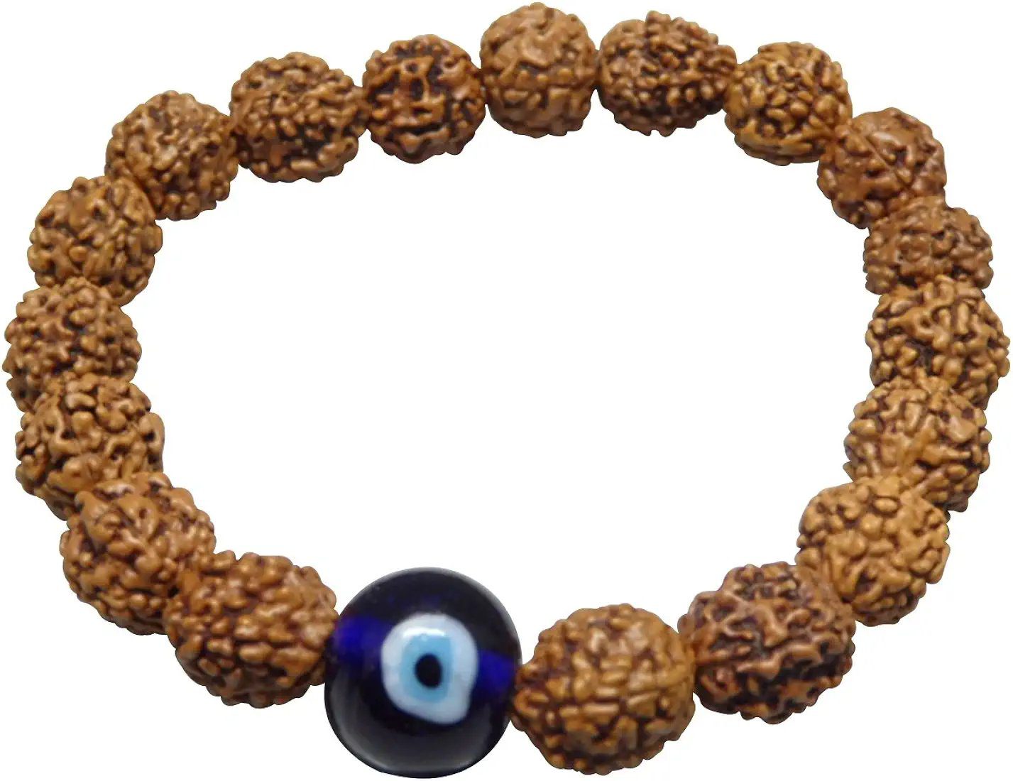 Arihant Gems and Jewels® 5 Mukhi Indonesia Rudraksha Bracelet with Evil Eye (Nazar Suraksha Kawach) – Natural &amp; Certified Protection Bracelet.